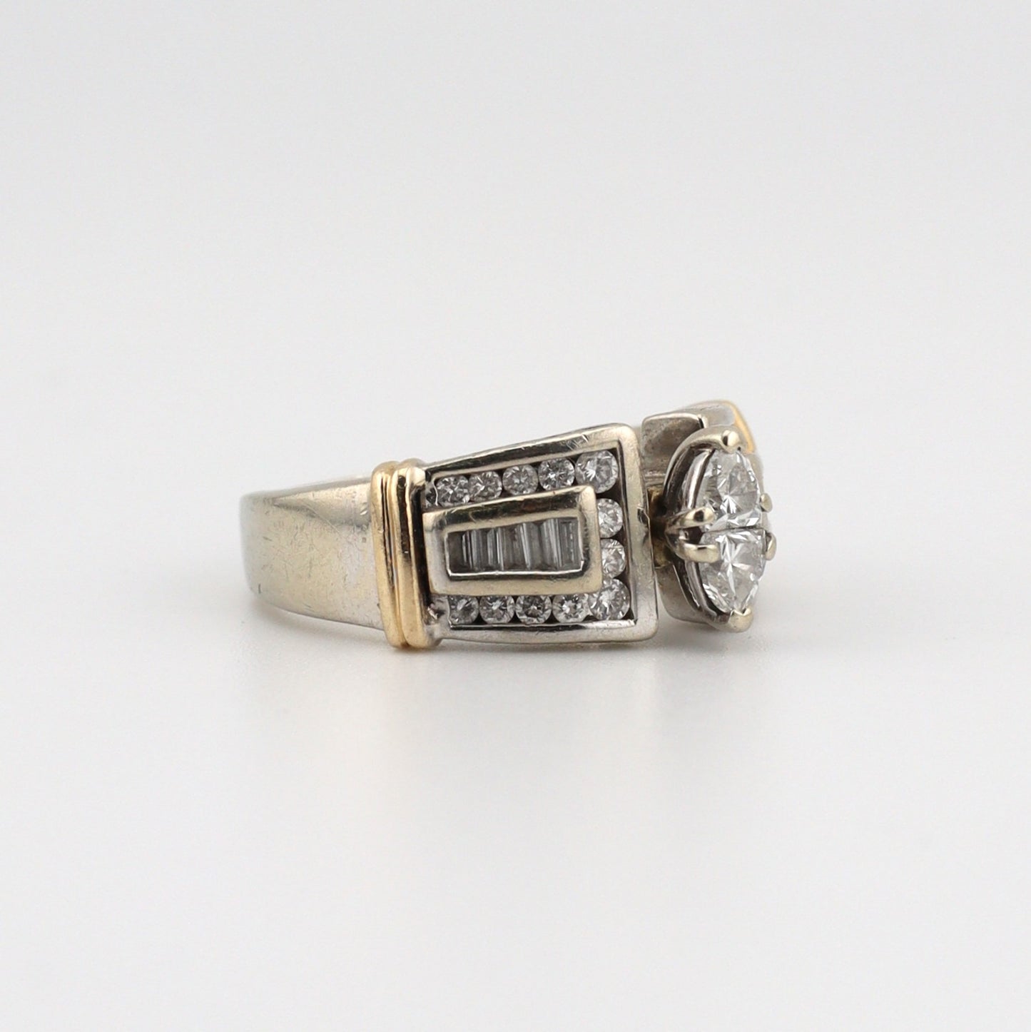 14k white & yellow gold ladies diamond ring