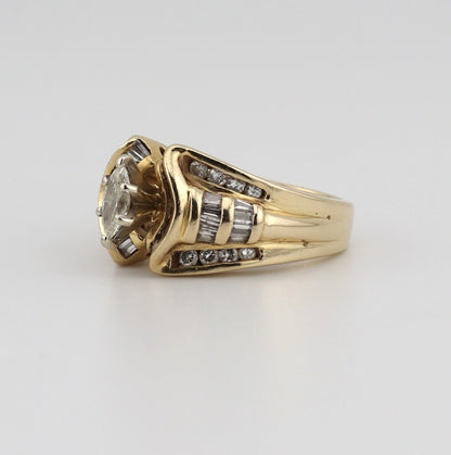 14k yellow gold ladies marquis shape diamond ring