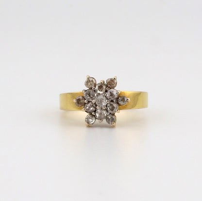 14k ladies yellow gold star shape old mine cut diamond ring