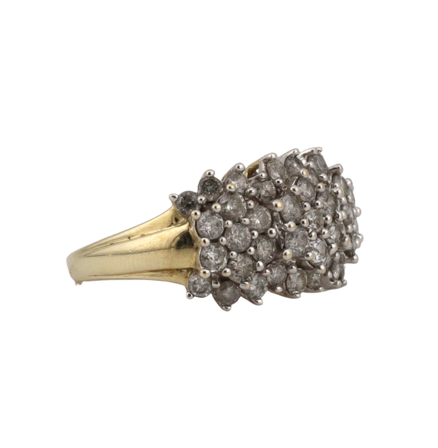 10k ladies yellow gold cluster diamond ring