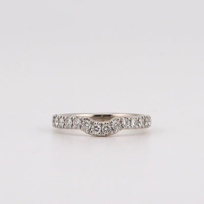 14k white gold curved channel set diamond band