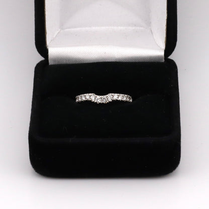 14k white gold curved channel set diamond band