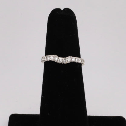 14k white gold curved channel set diamond band