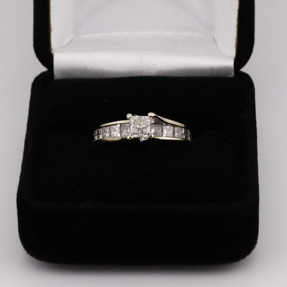 14k white gold princess cut channel set diamond wedding ring