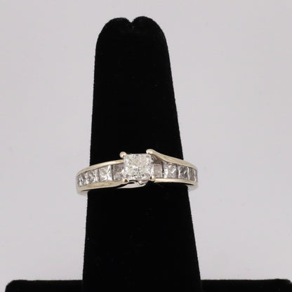 14k white gold princess cut channel set diamond wedding ring