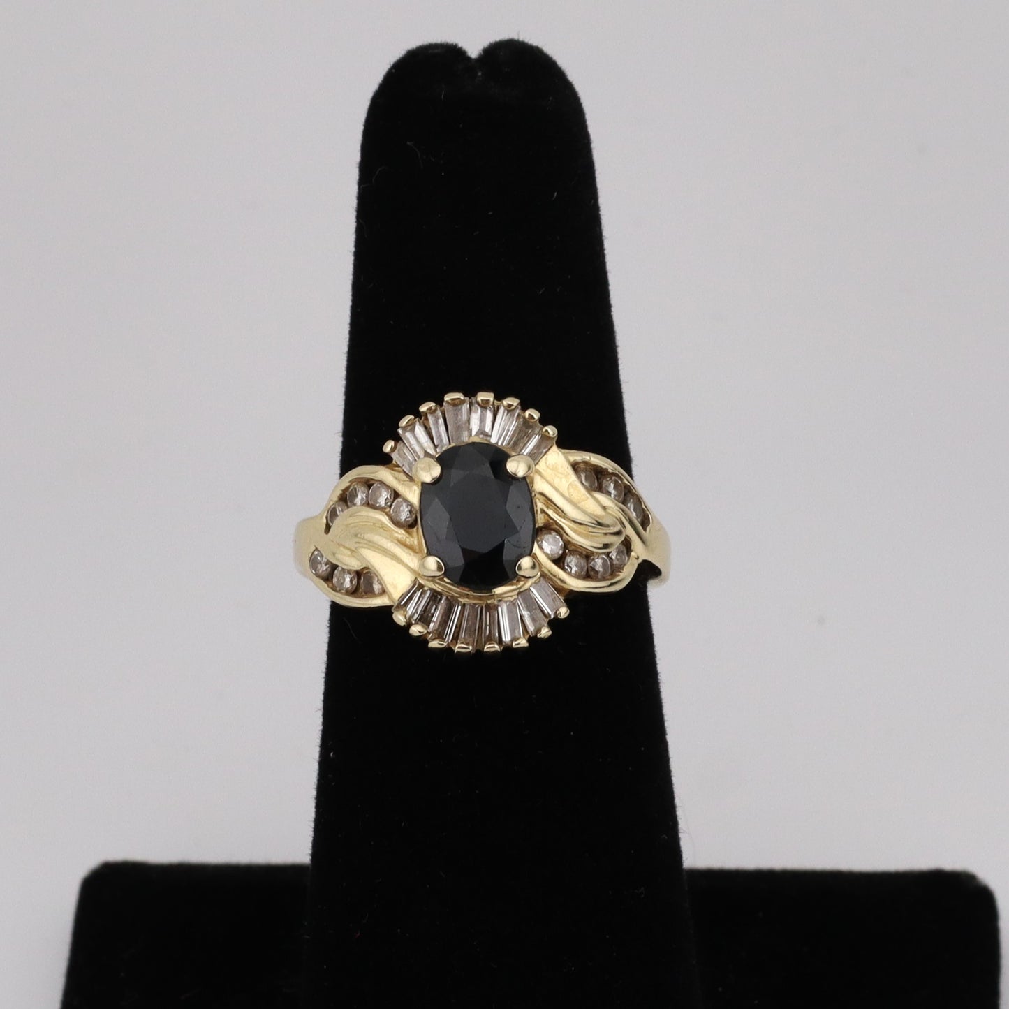 14K yellow gold sapphire with diamonds ring