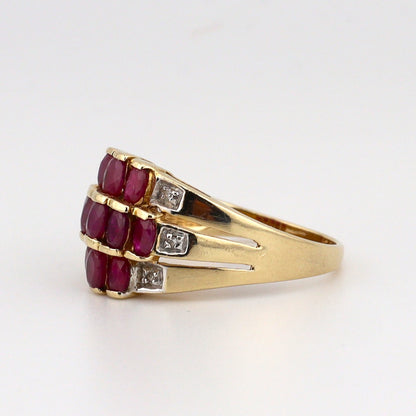 10k yellow gold vintage ladies ring with purple stone and diamonds