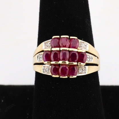 10k yellow gold vintage ladies ring with purple stone and diamonds