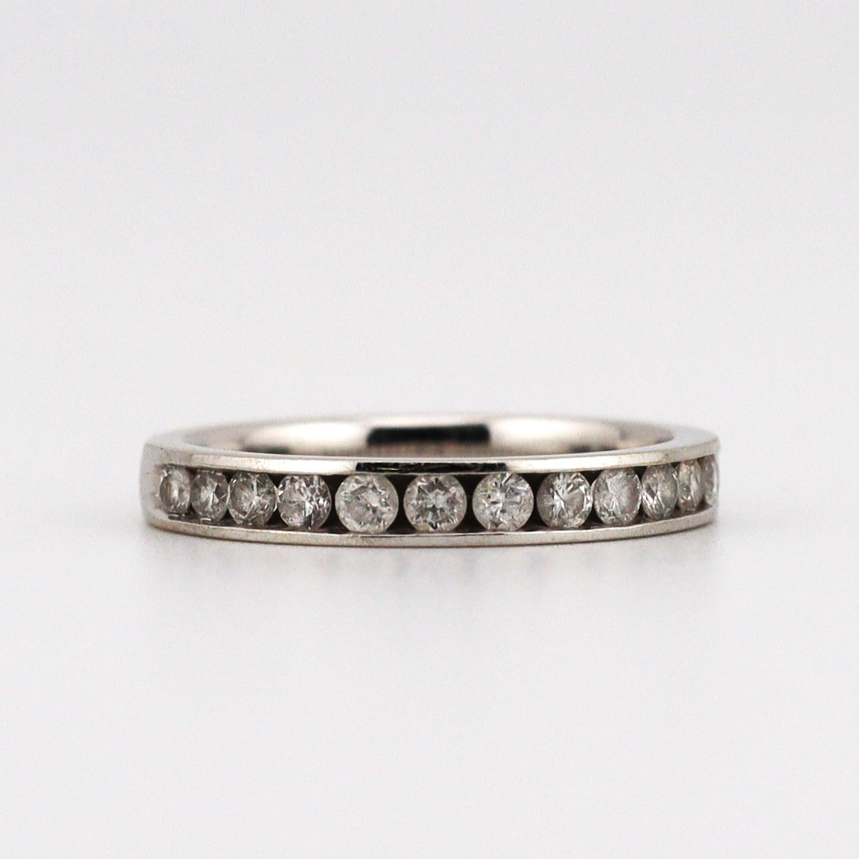 14k white gold channel set diamond band