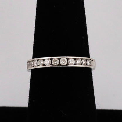 14k white gold channel set diamond band