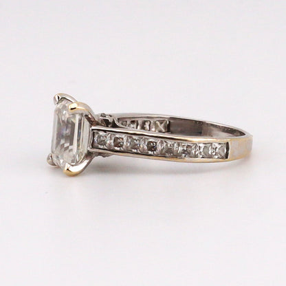 14k white gold 2ct emerald cut moissonite ring