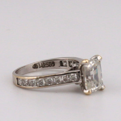 14k white gold 2ct emerald cut moissonite ring