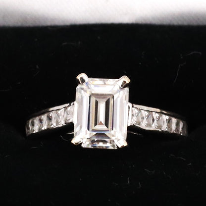 14k white gold 2ct emerald cut moissonite ring