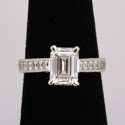 14k white gold 2ct emerald cut moissonite ring