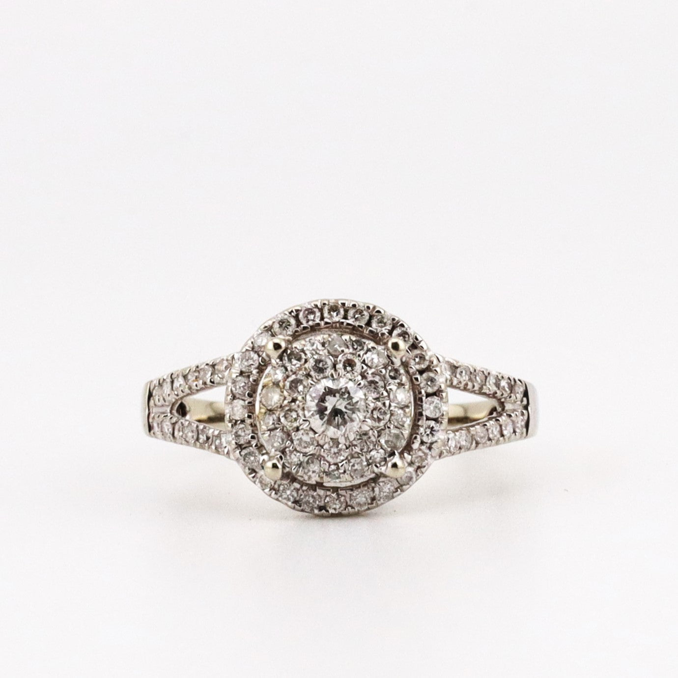 10k white ladies cluster halo diamond ring