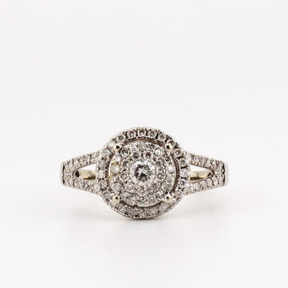 10k white ladies cluster halo diamond ring