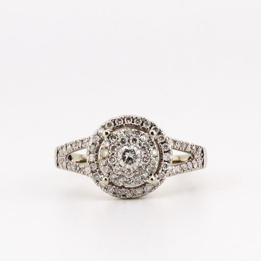 10k white ladies cluster halo diamond ring