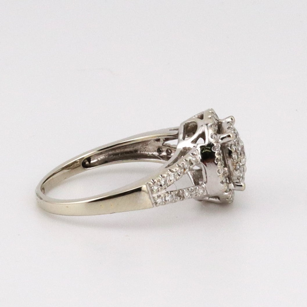 10k white ladies cluster halo diamond ring