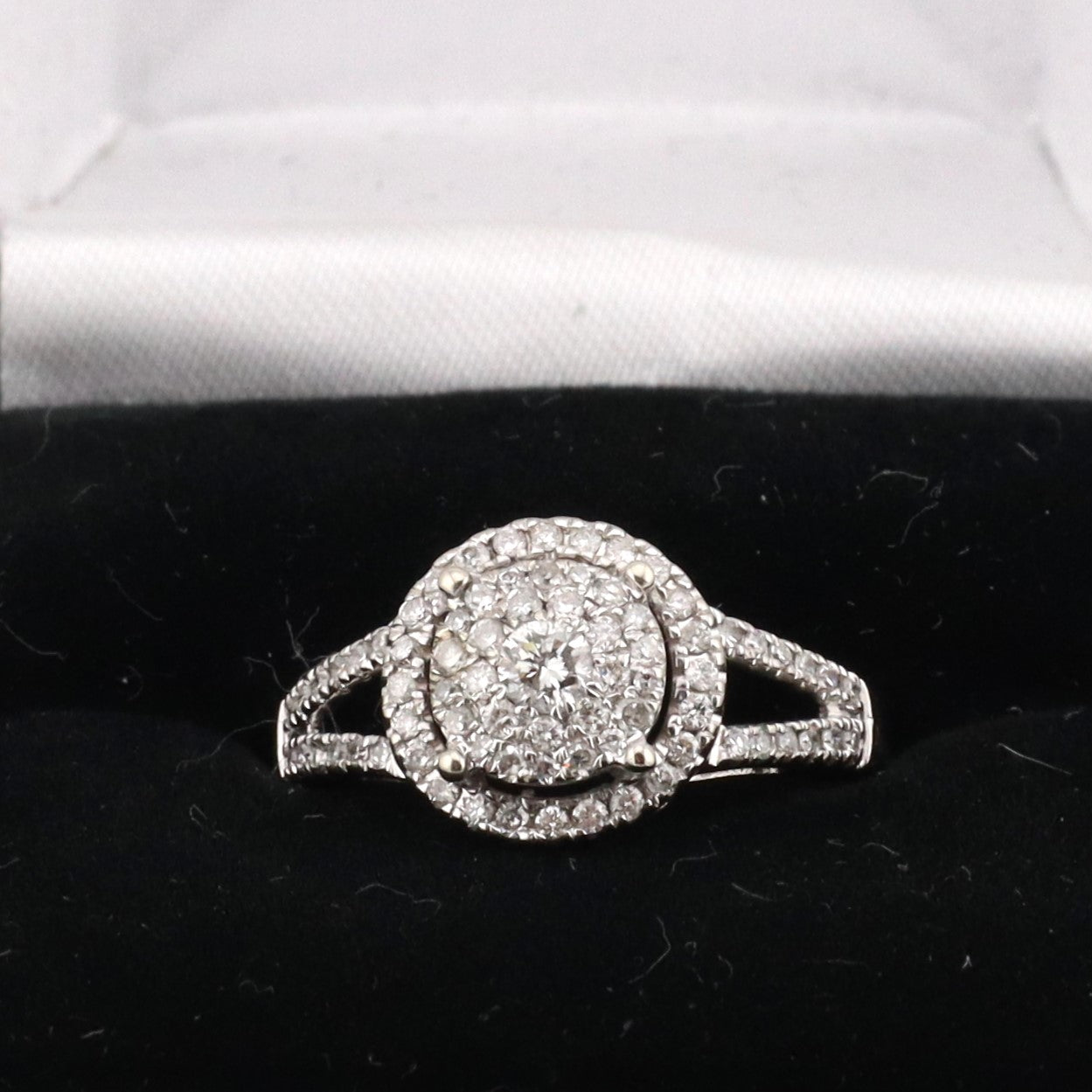 10k white ladies cluster halo diamond ring