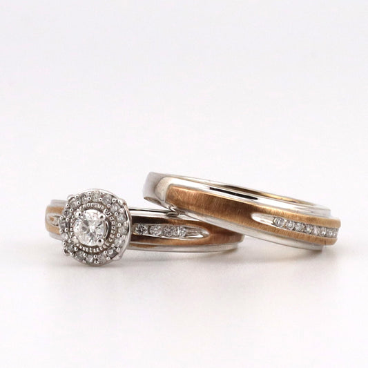 10k white ladies diamond wedding set two tone