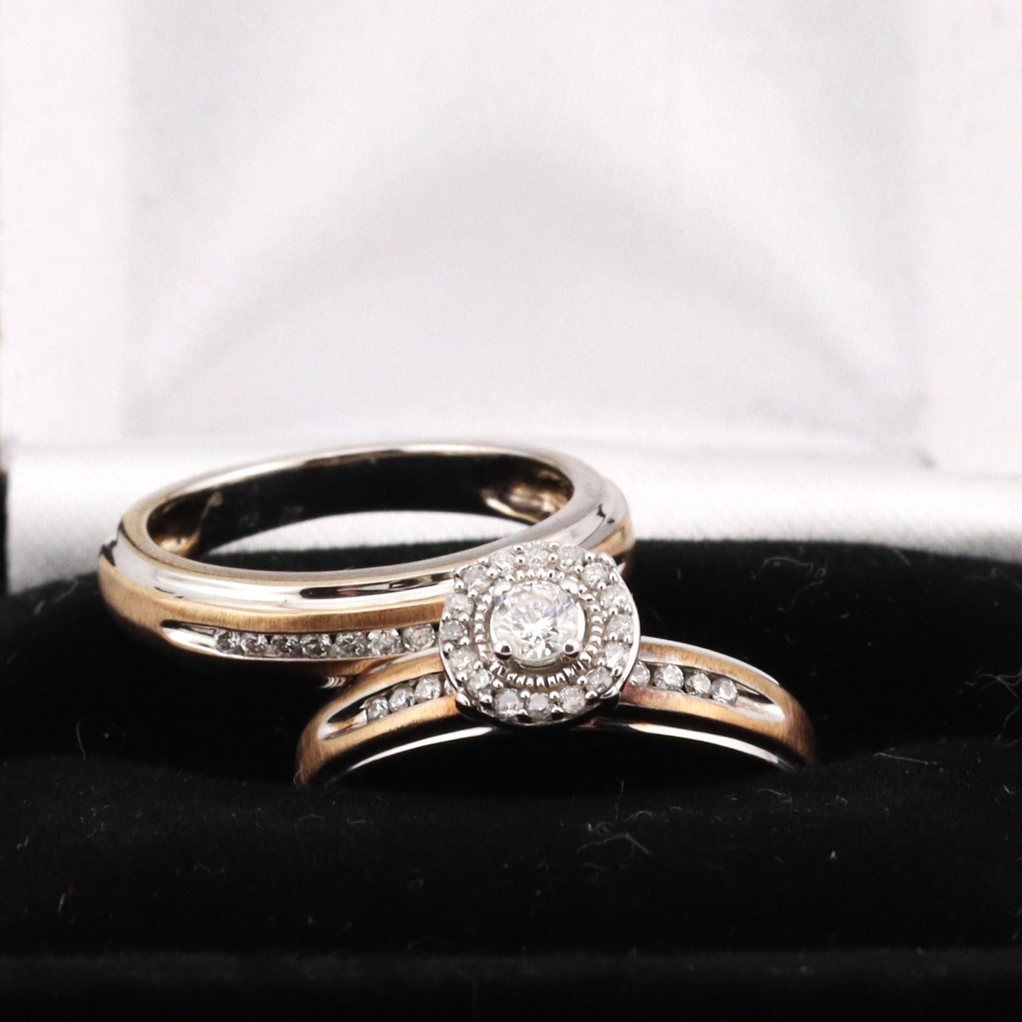 10k white ladies diamond wedding set two tone