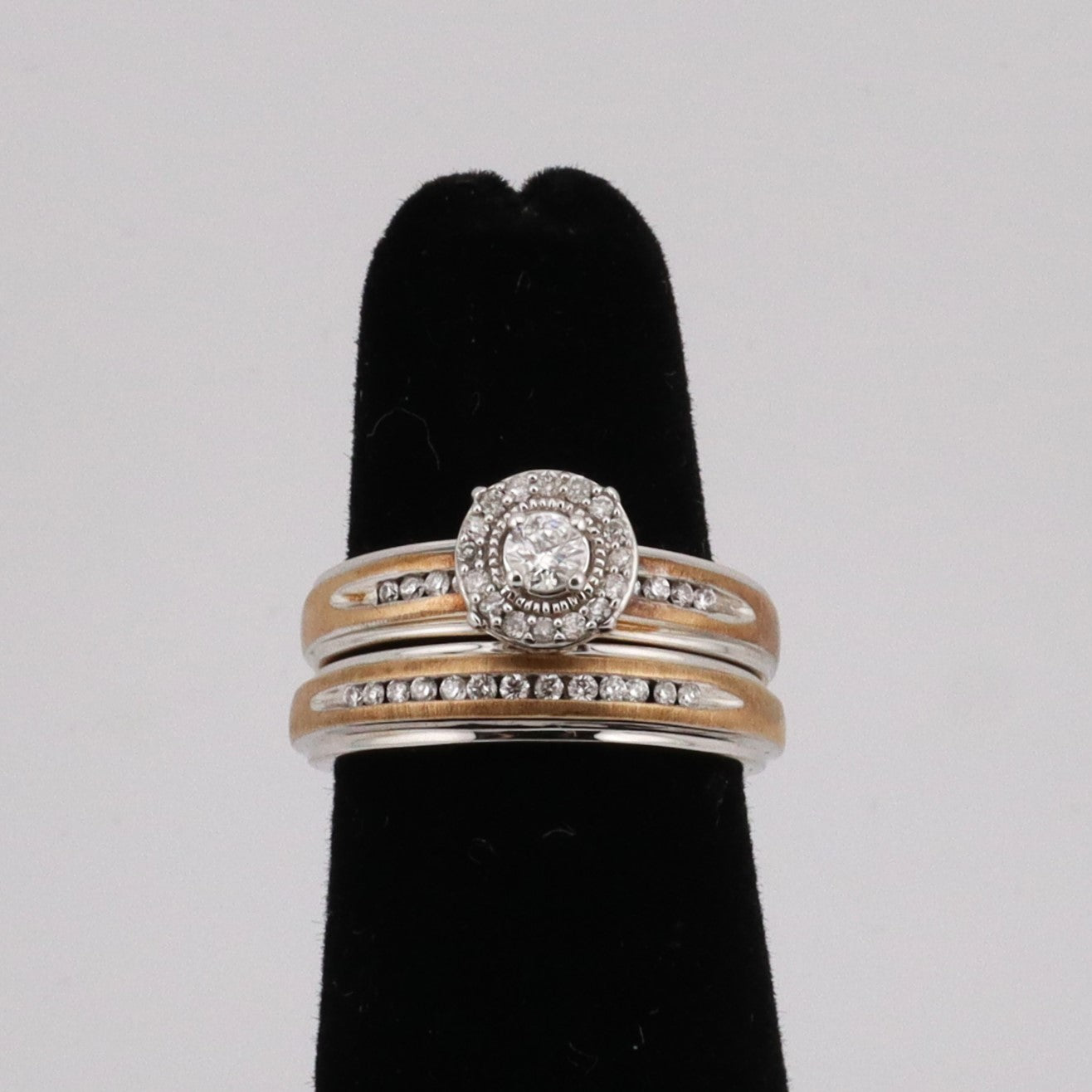 10k white ladies diamond wedding set two tone