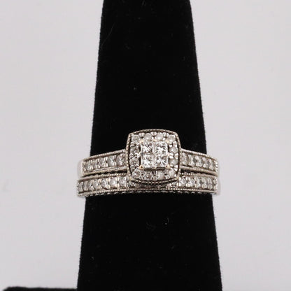 10k white diamond wedding set