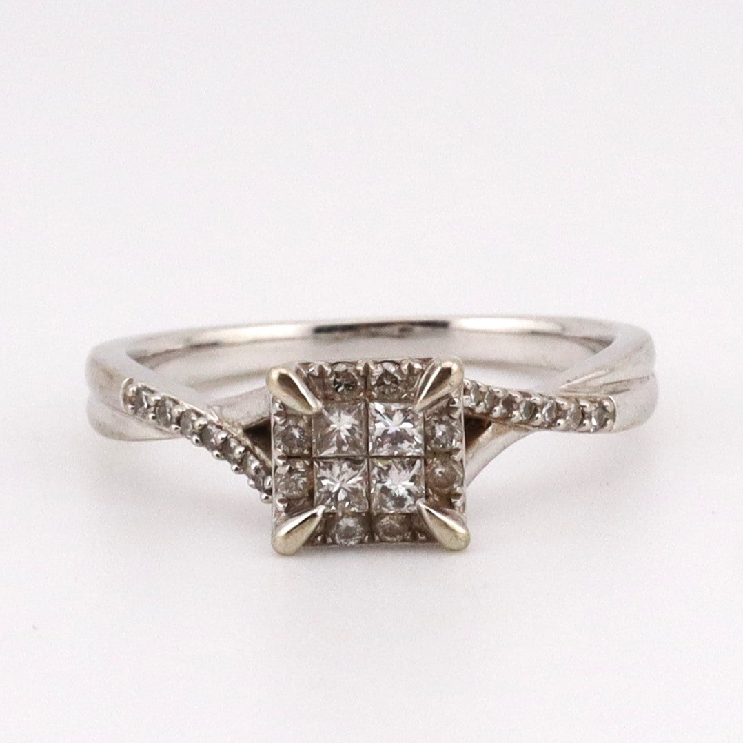 10k white gold ladies diamond ring