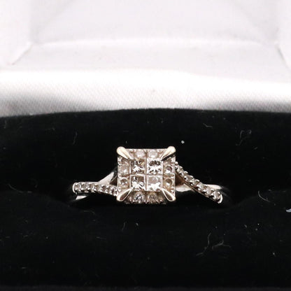 10k white gold ladies diamond ring