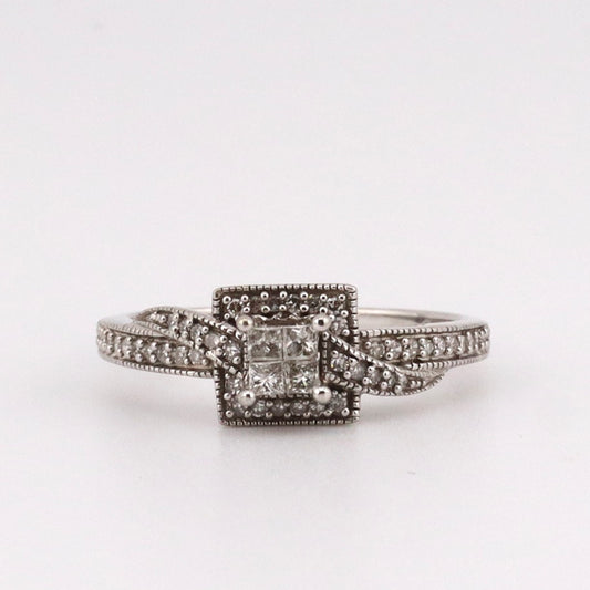 10k white gold ladies diamond ring