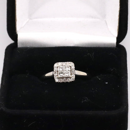 10k white gold ladies diamond ring