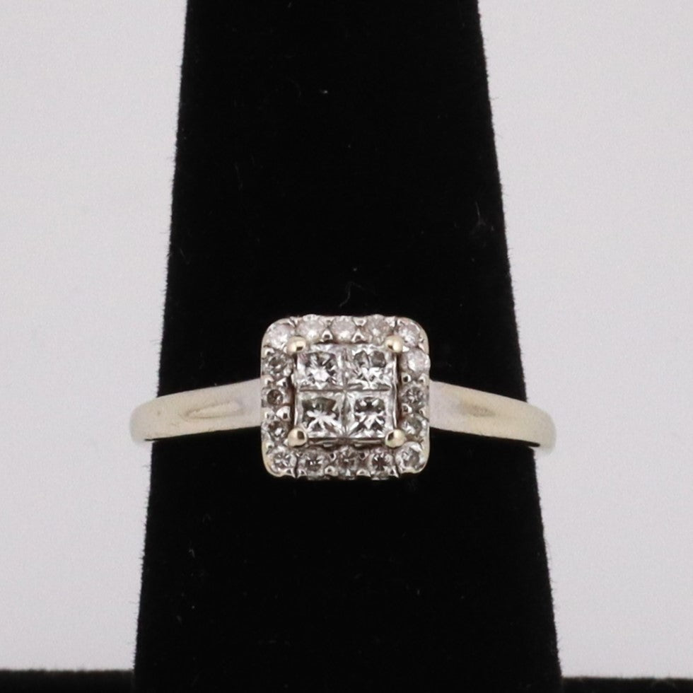 10k white gold ladies diamond ring