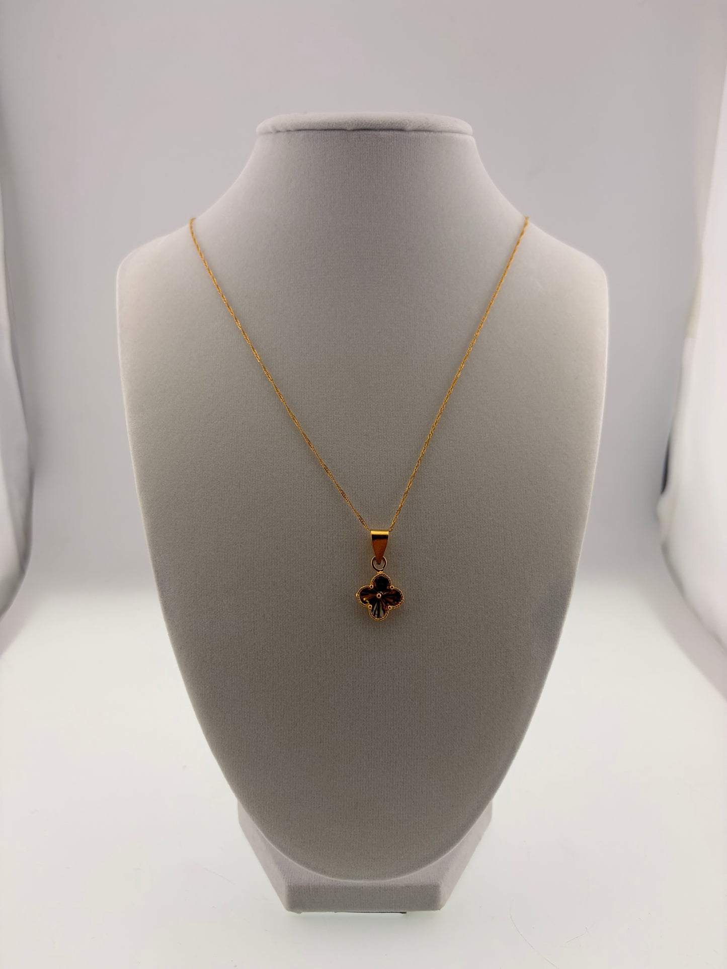 21K Gold 20-inch Chain Necklace with Floral Pendant