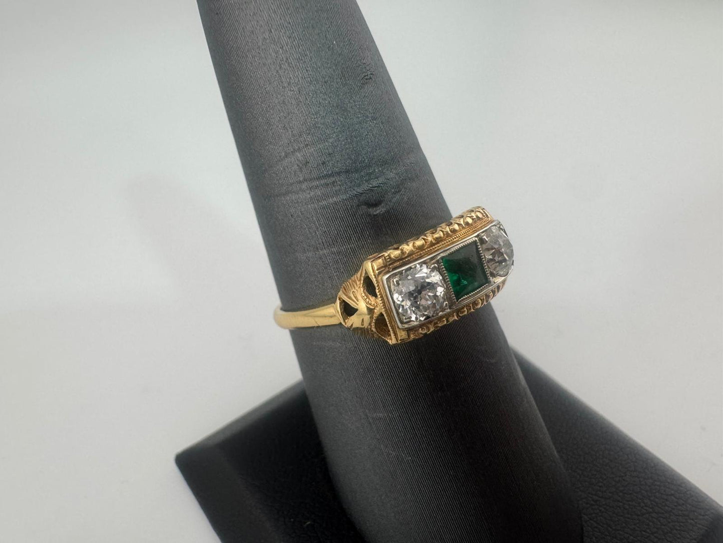 Gold Diamond -Emerald Ring