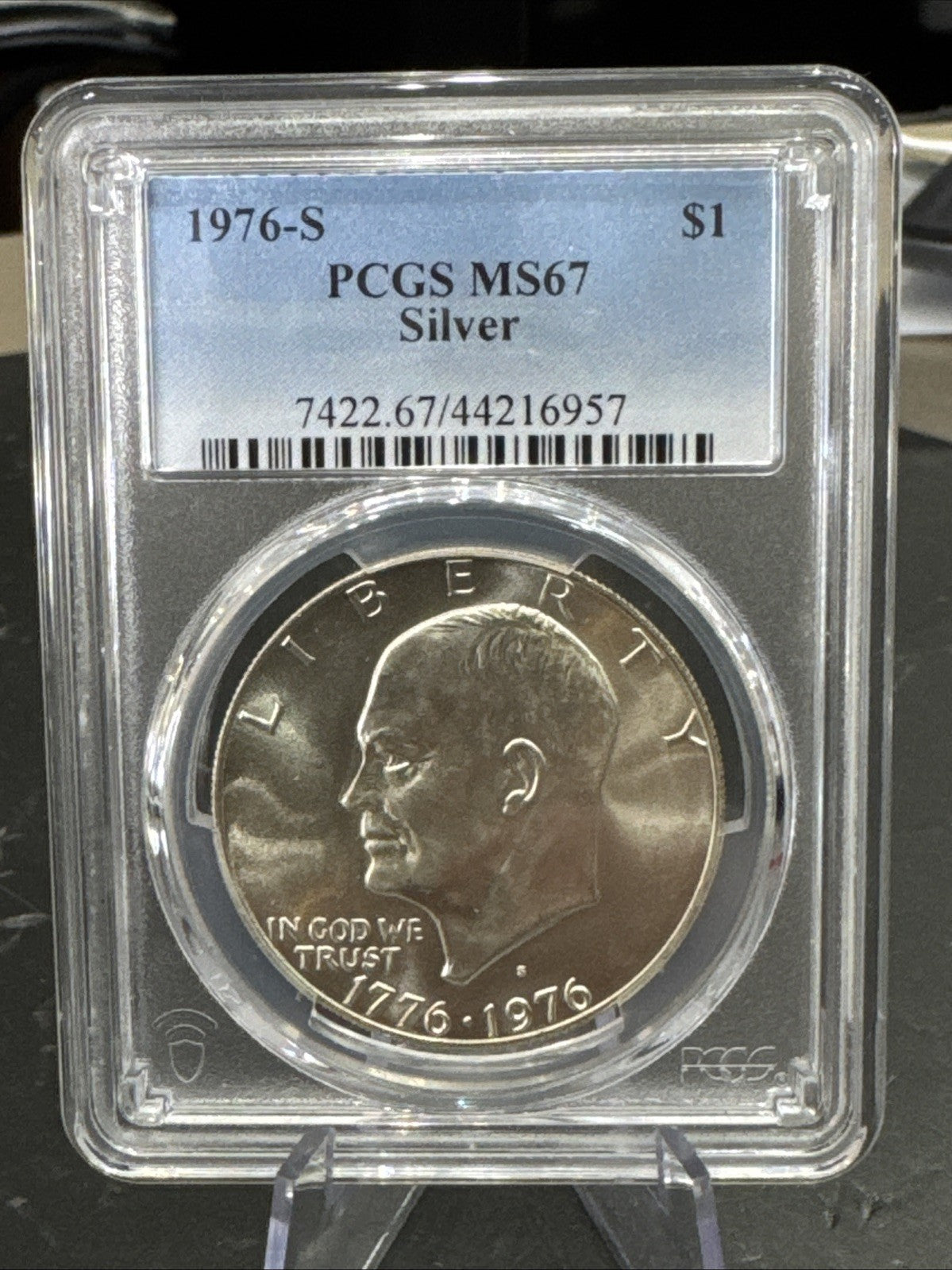 1976-S Eisenhower Dollar Ike Silver MS67 PCGS Blue Label