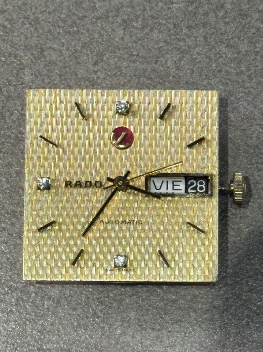 Vintage Rado manhattan Dial Automatic TV Shape GOLD color With Second Hands Date