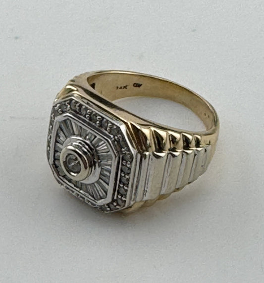 14k Men’s Fancy Cut  Men's Diamond Ring Invisible Setting Step Two Tone 🔥 .