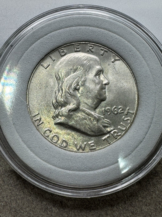 1962-D 50c Franklin Silver Half Dollar Coin Brilliant Uncirculated