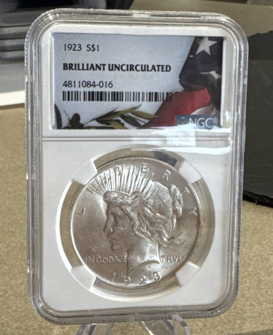 1923 US Peace Silver Dollar $1 - NGC Brilliant Uncirculated