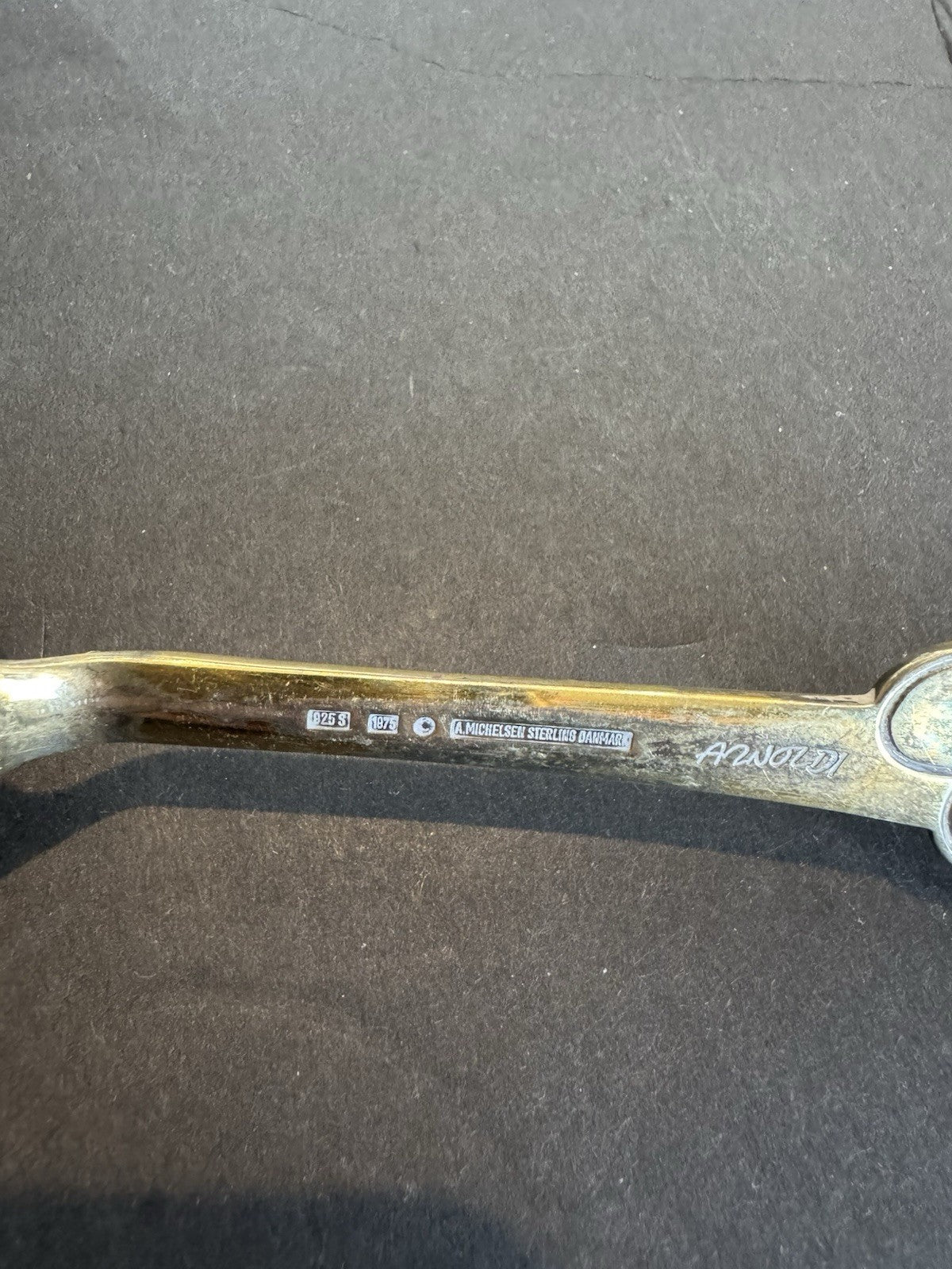 A. Michelsen Christmas Fork 1975 Gilded Sterling with Enamel 48.1 Grams