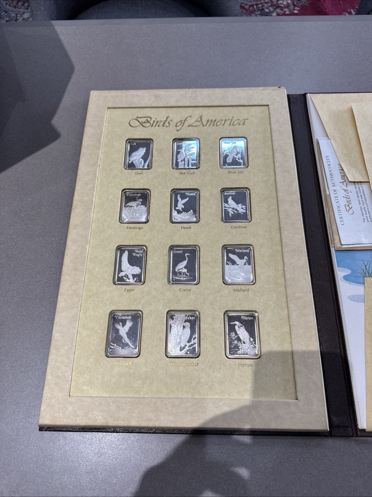"BIRDS OF AMERICA" LARGE COLOR PRINTS AND 12 OZ. .999 SILVER BARS, #838 Of 7500