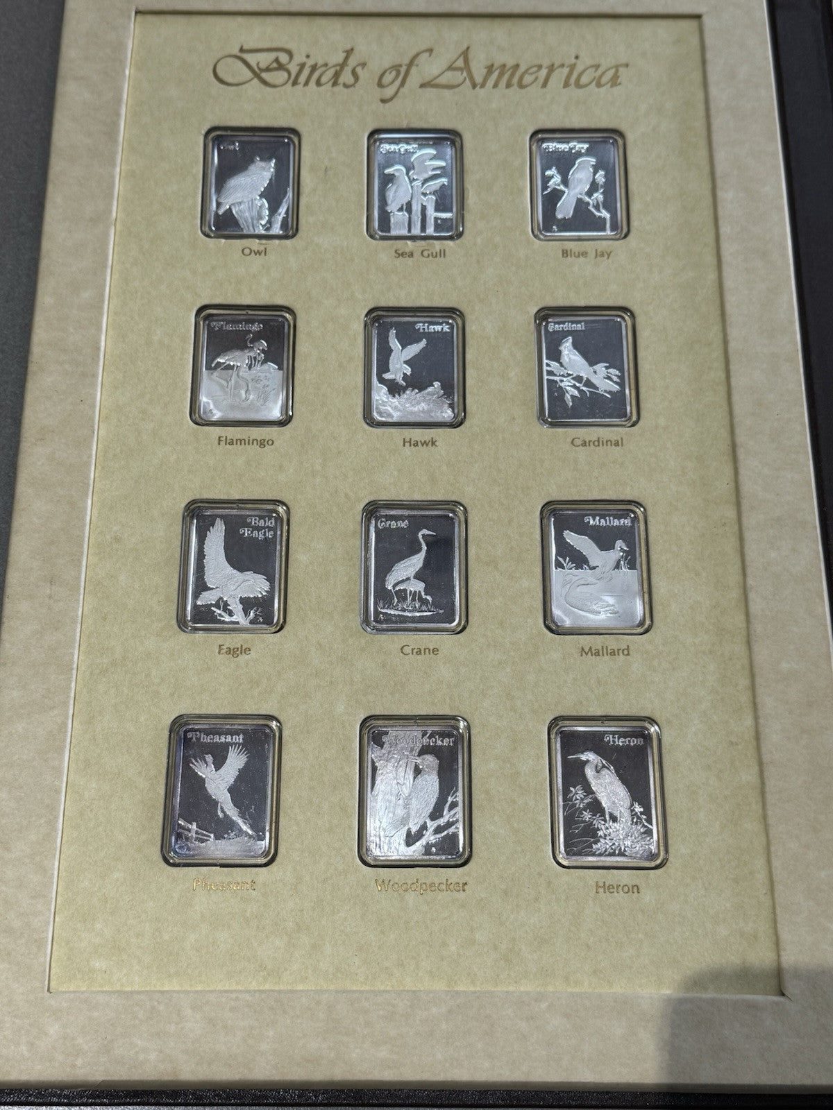 "BIRDS OF AMERICA" LARGE COLOR PRINTS AND 12 OZ. .999 SILVER BARS, #838 Of 7500